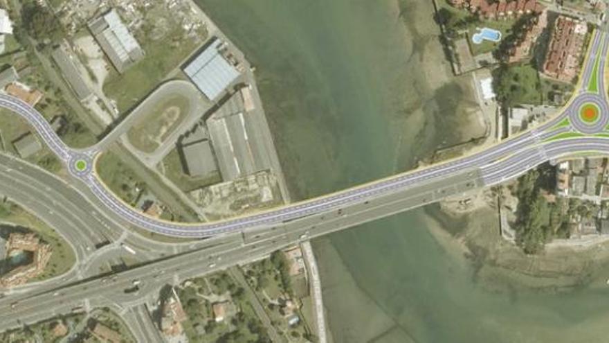Proyecto presentado en su día por Oleiros para duplicar A Pasaxe y llevar el tráfico hacia Santa Cristina por As Xubias y dejar el viejo puente solo para circular entre Alfonso Molina y Nacional VI.