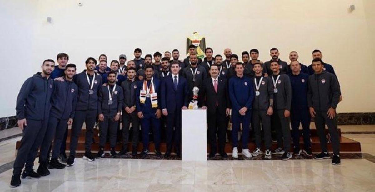 Recepción oficial a la selección de Irak que se proclamó campeona del la Copa del Golfo.