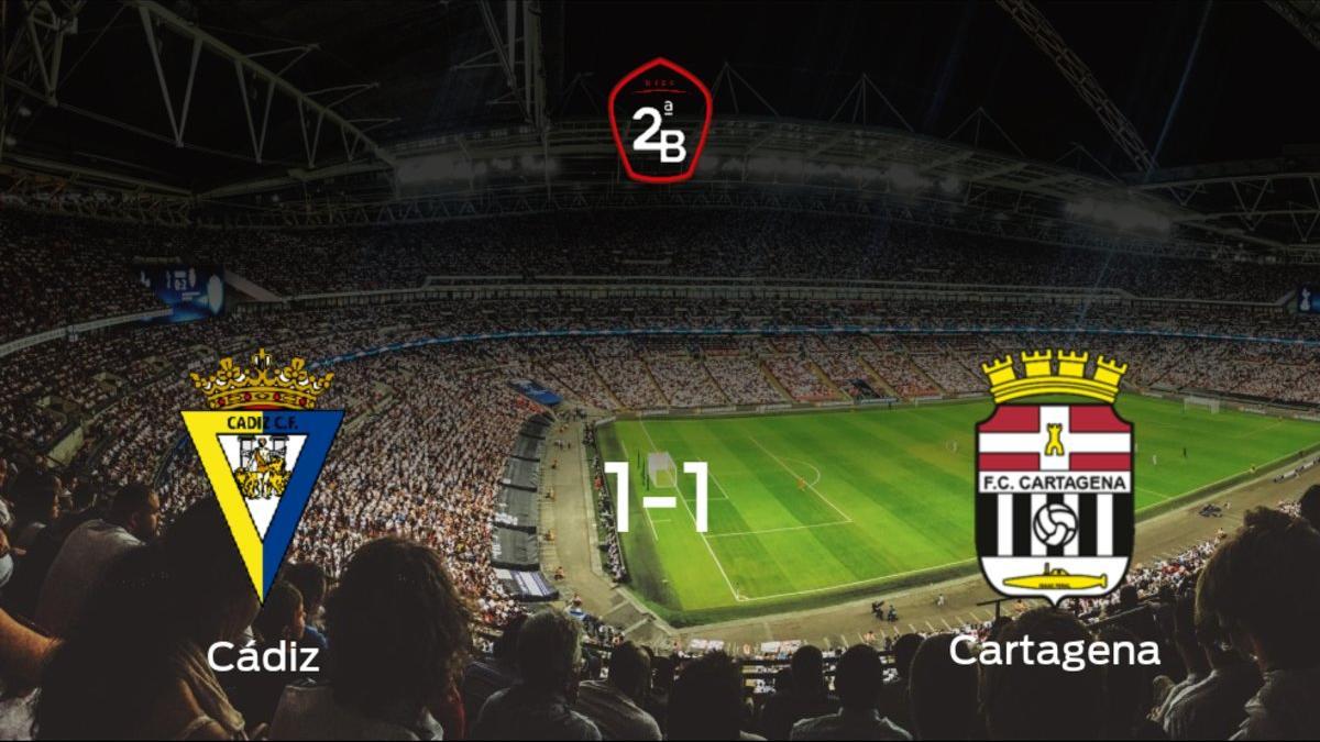 Reparto de puntos entre el Cádiz B y el Cartagena (1-1)