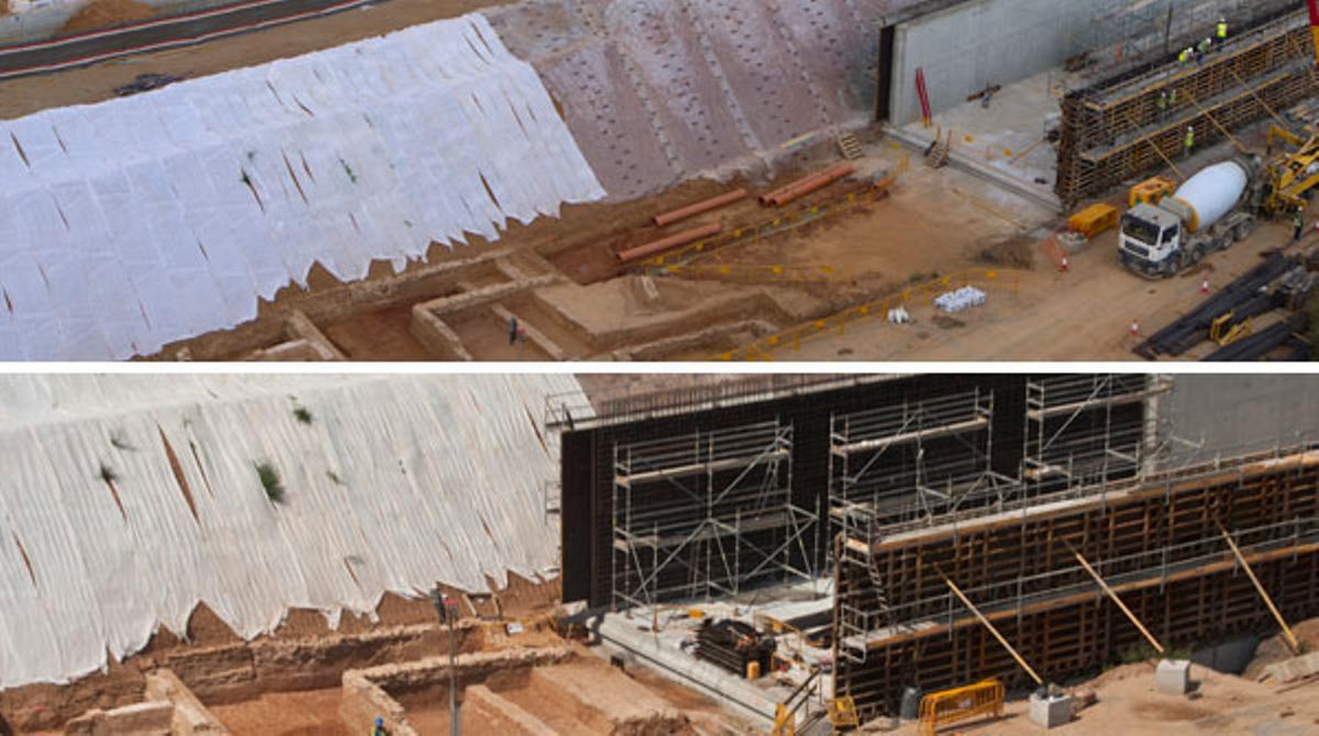 Las obras del AVE tapan poco a poco la villa romana hallada en La Sagrera.