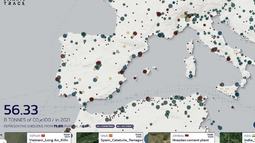 Publican el mapa de las industrias con más emisiones contaminantes de España