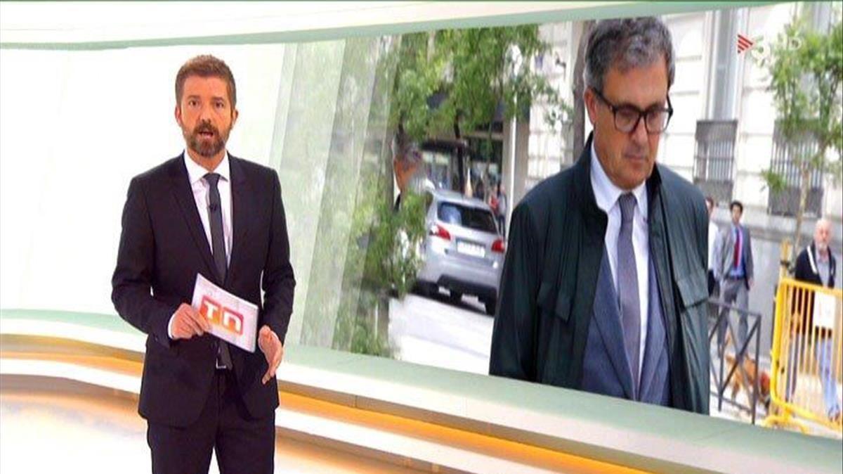 Imagen del Telenotícies de TV3, presentado por Toni Cruanyes, hablando de Jordi Pujol hijo en abril del 2017
