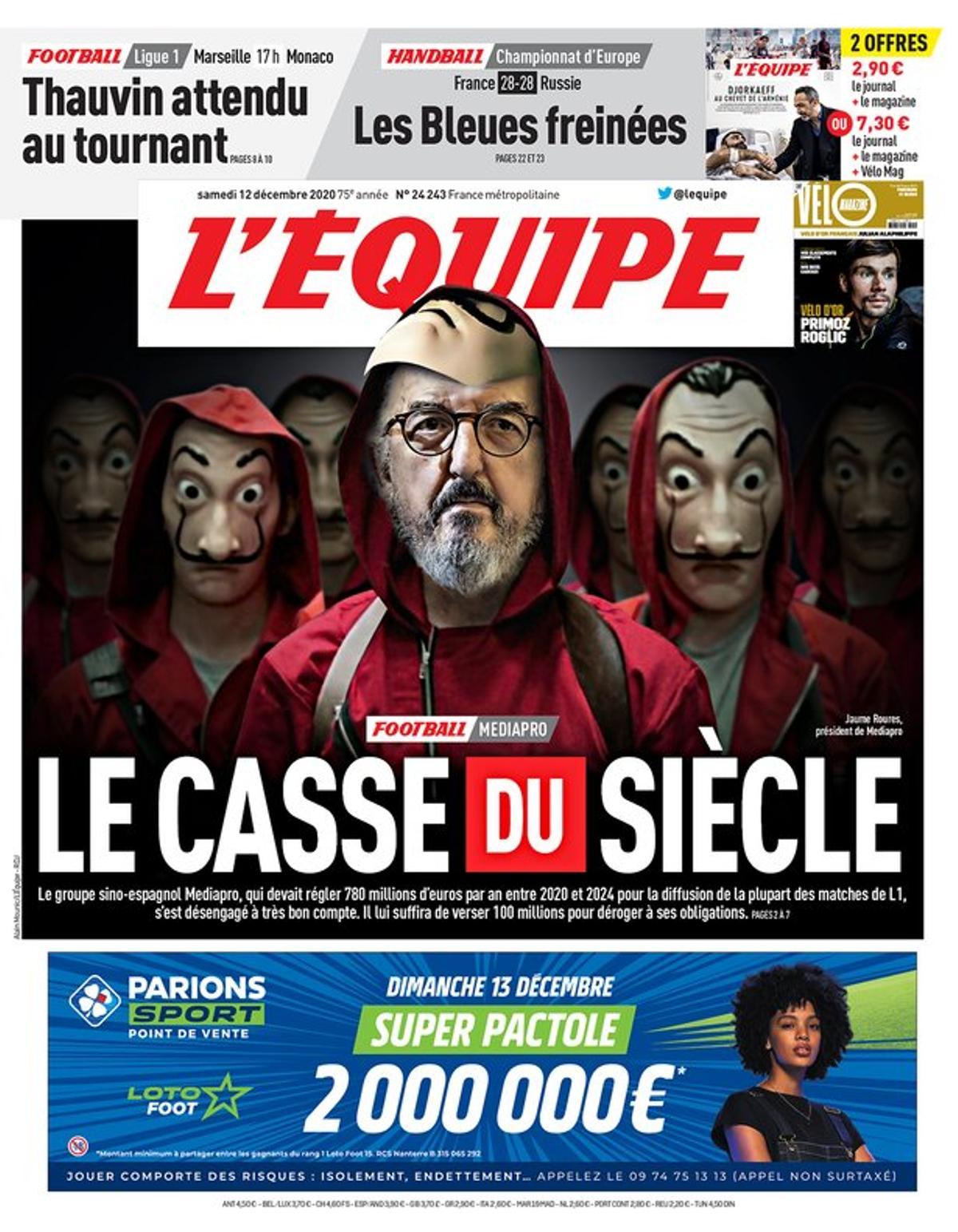 Roures, en la portada de l'Equipe