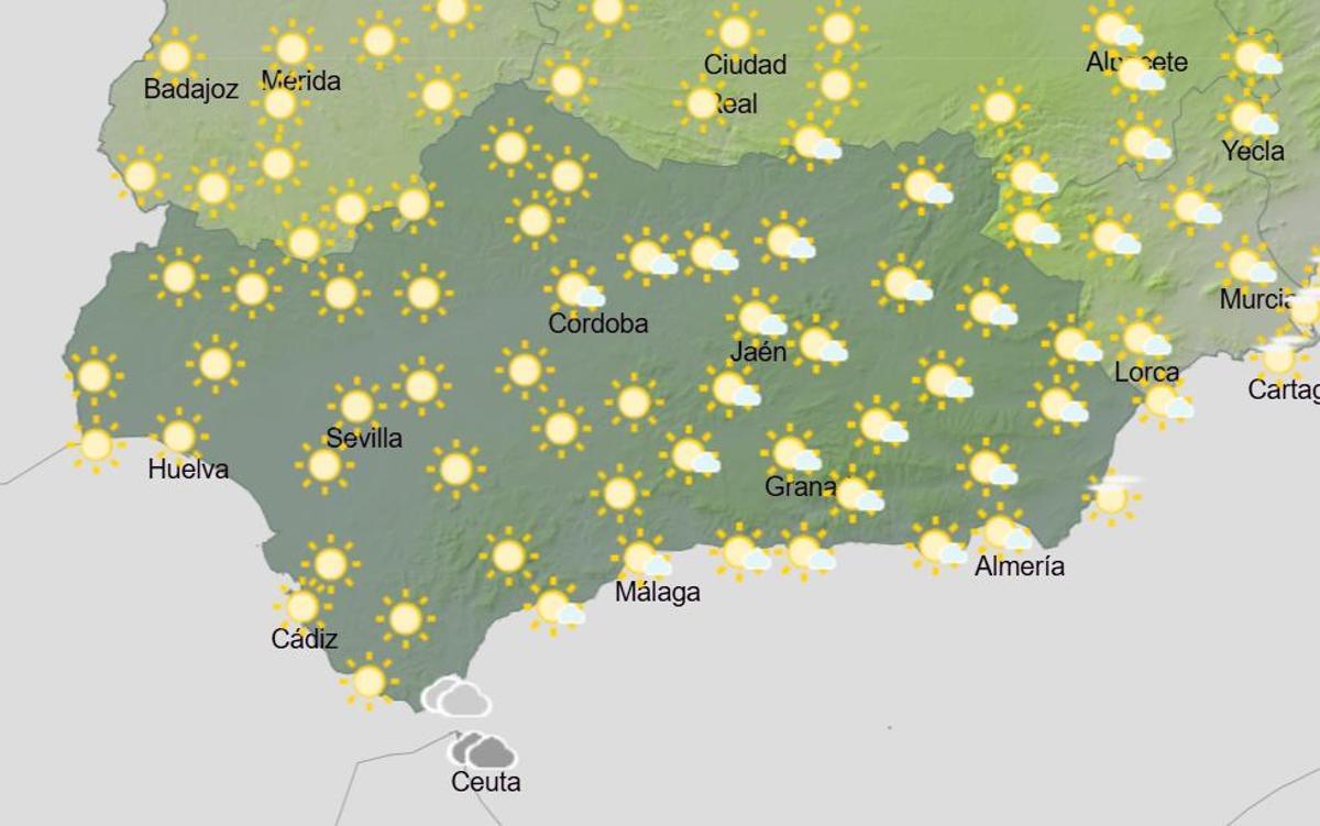 Previsión en Andalucía de 18.00 a 24.00 horas.