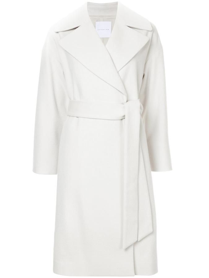 Abrigo gabardina blanco con cinturón, de Estnation