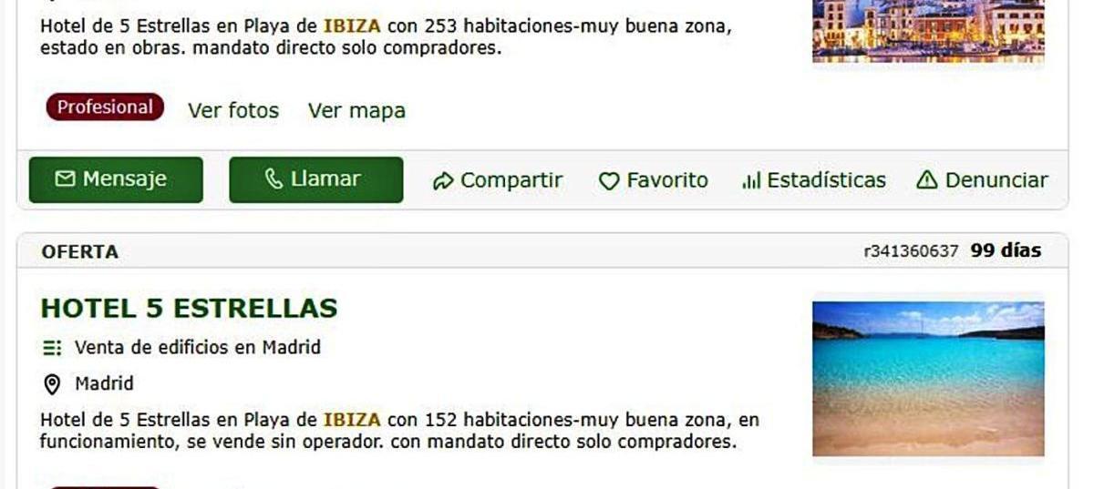 Pantallazo del portal milanuncios, con dos ofertas comercializadas desde Madrid