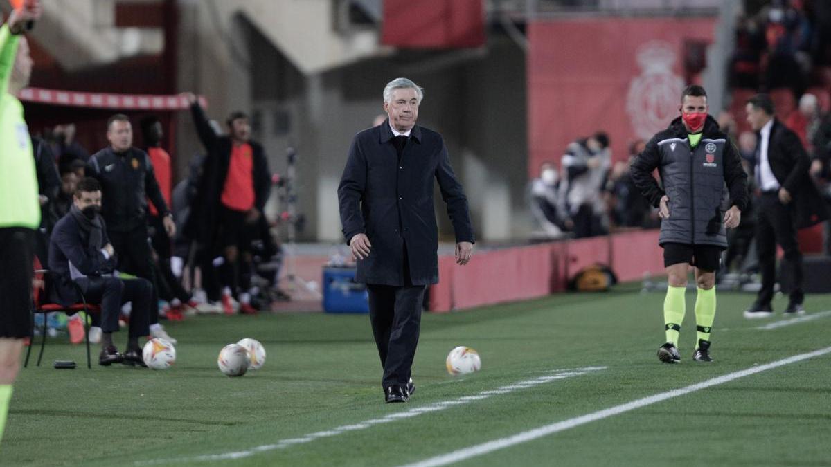 Carlo Ancelotti, en el partido de este lunes en Son Moix