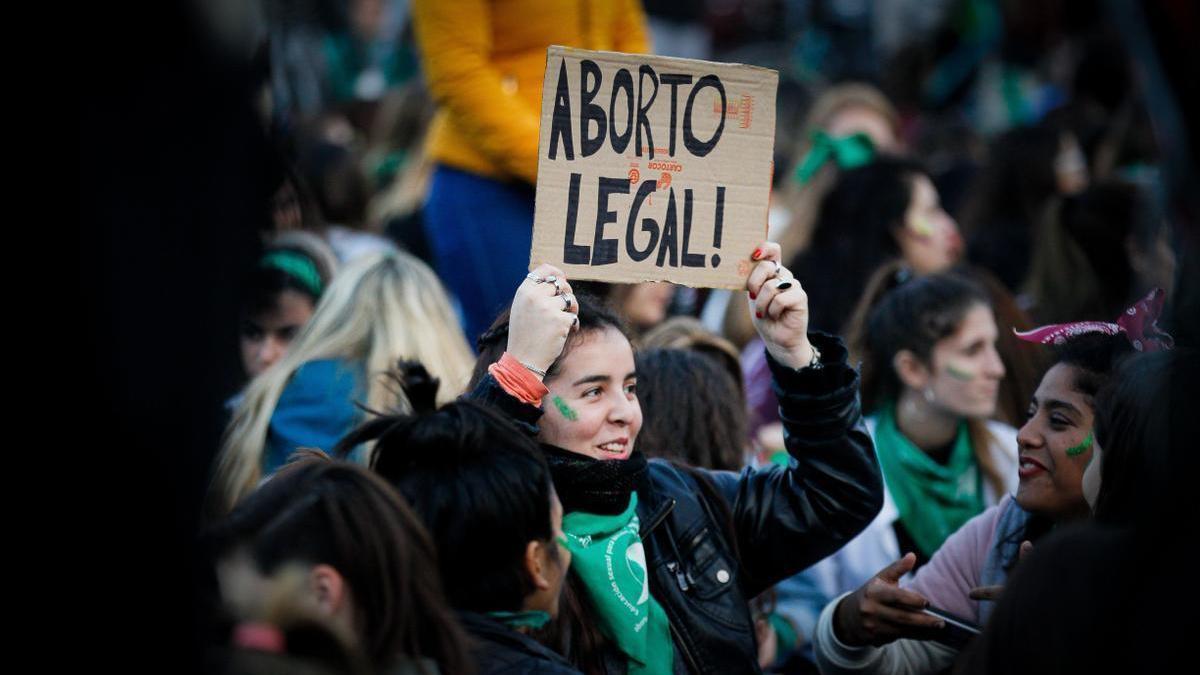 Protesta en favor del derecho al aborto.