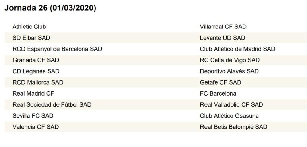 Calendario de LaLiga completo: Valencia CF; Levante UD, Villarreal...