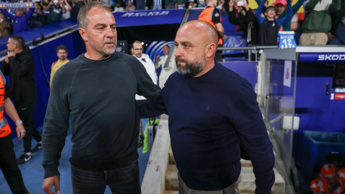 Manolo González y Hansi Flick, en el derbi de la temporada pasada