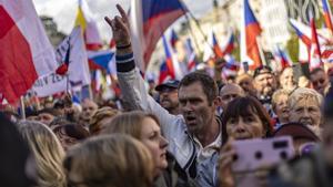 Protesta rusófila contra el gobierno de la República Checa, la UE y la OTAN.