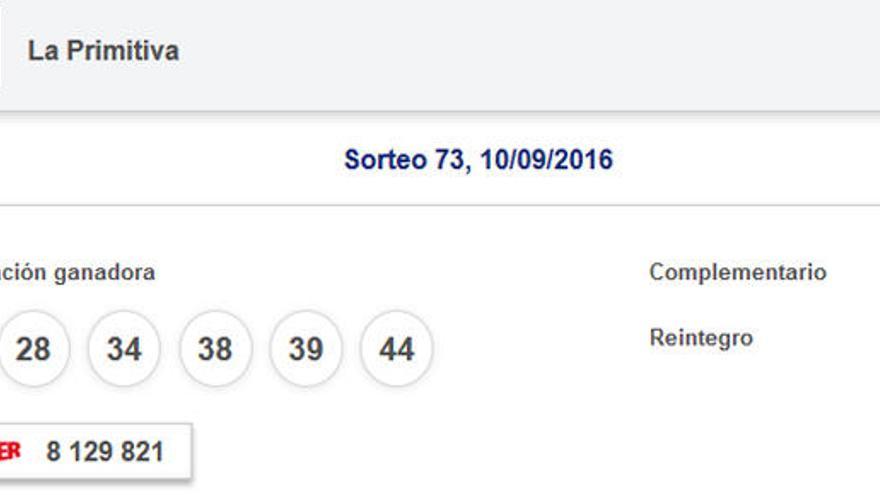 Resultados de la Primitiva del sábado 10 de septiembre.