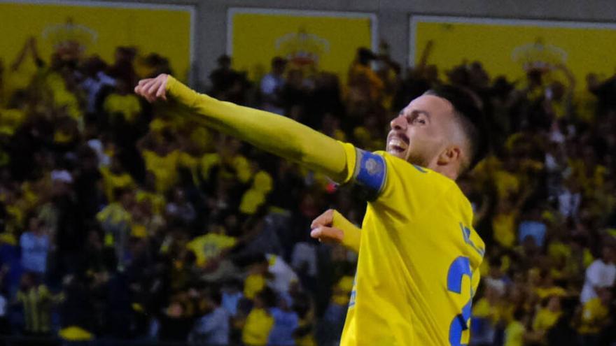 Kirian Rodríguez celebra su gol al Atlético de Madrid en el Estadio de Gran Canaria, el 3 de noviembre de 2023. | |