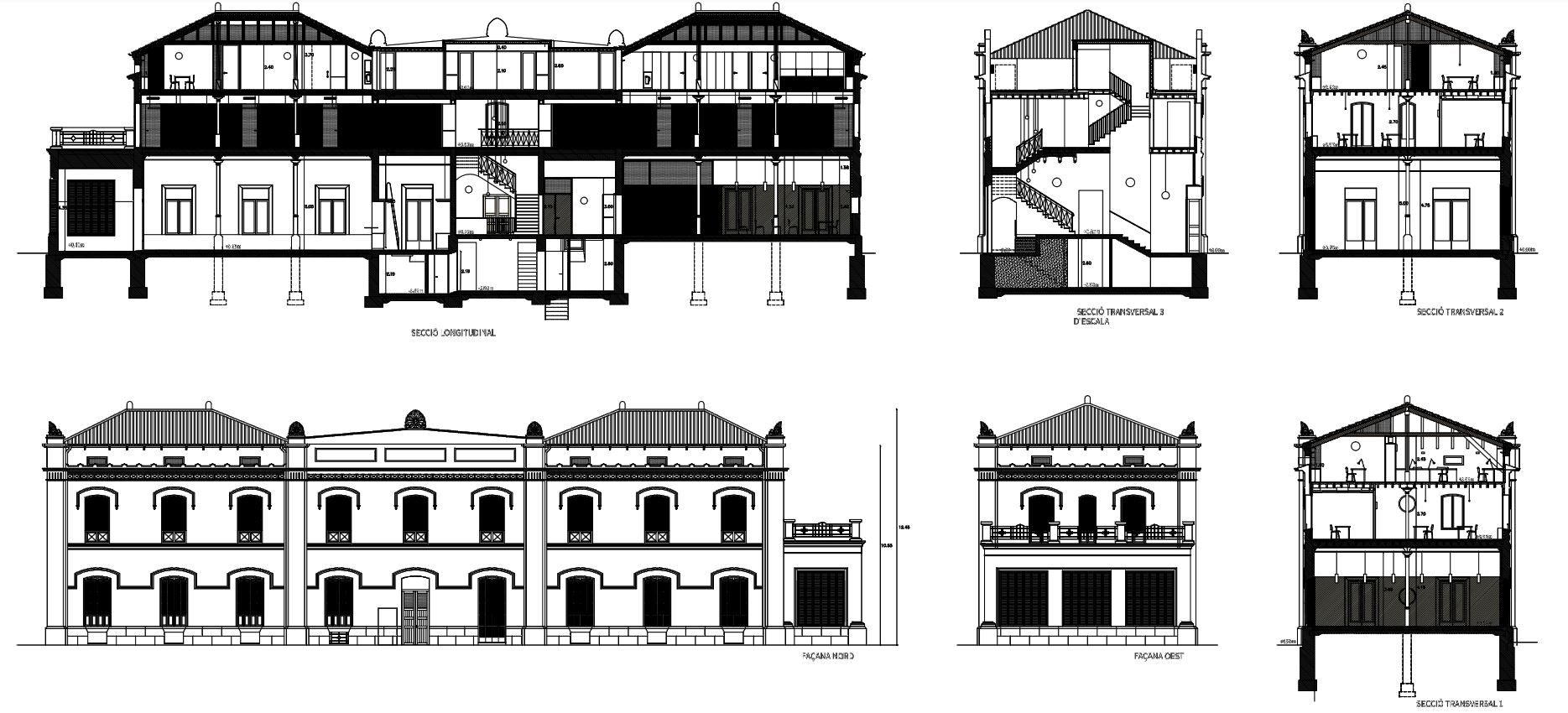 Alzado del proyecto de restauración del Hostal Términus