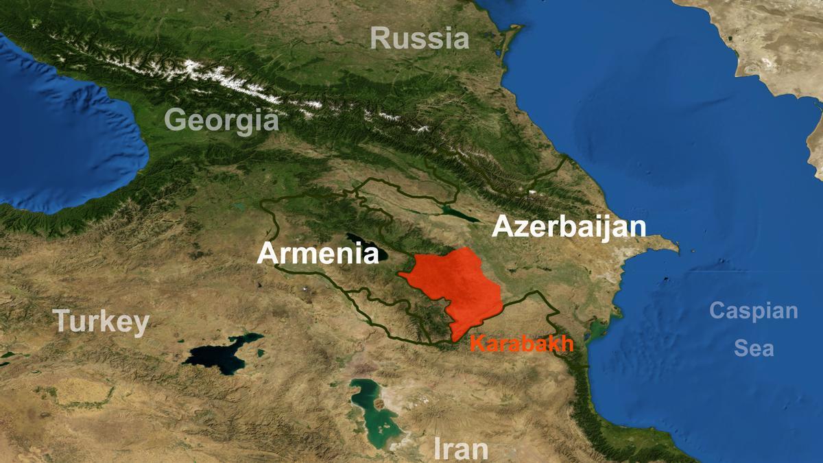 Mapa de la zona en conflicto entre Armenia y Azerbaiyán.