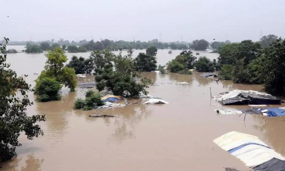 Zona inundada per les fortes pluges a l'Índia, el 2023