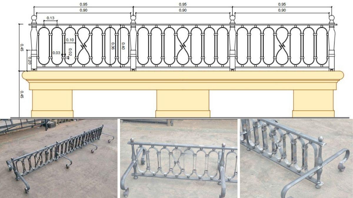 Boceto y diseño de los nuevos bancos de la Plaza Nueva tras la intervención.