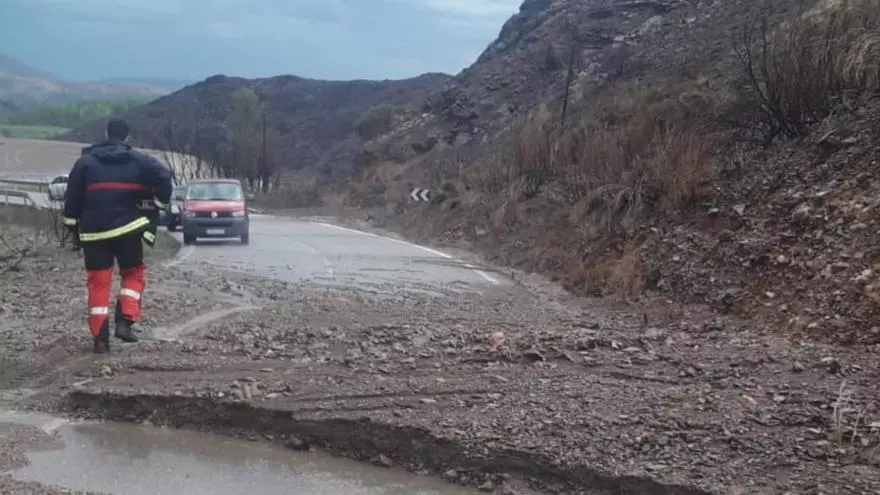 Reabierta la carretera entre Ateca y Moros tras la fuerte tormenta
