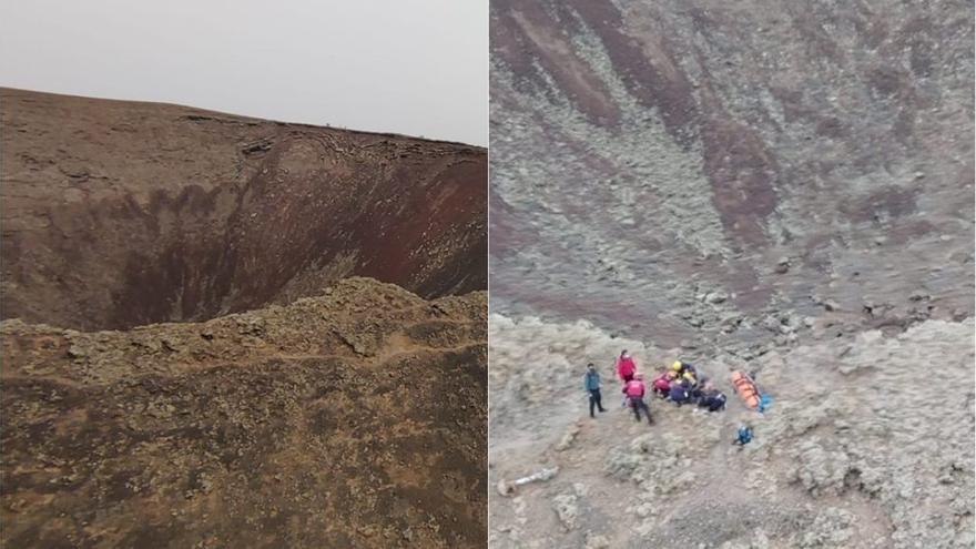 Herida tras caerse en el cráter de un volcán de Fuerteventura