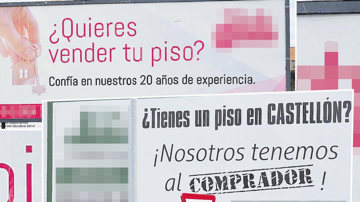 Algunos de los anuncios de inmobiliarias buscando propietarios que vendan su piso en Castelló.