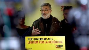 El diputado de la CUP Carles Riera, en una rueda de prensa.