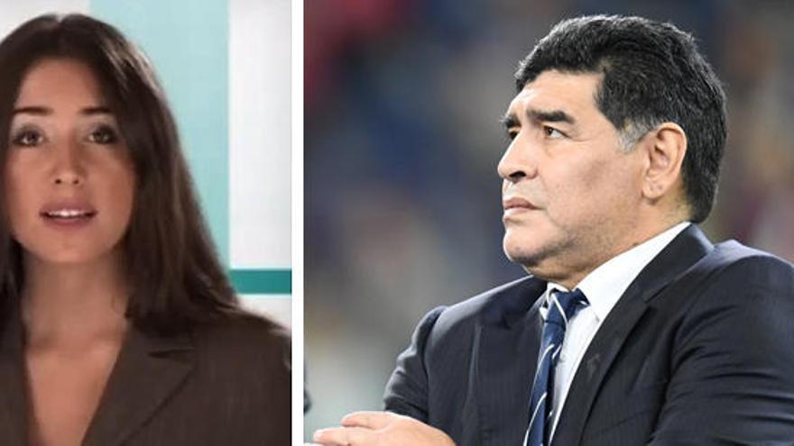 Diego Armando Maradona y la periodista Yekaterina Nadólskaya.