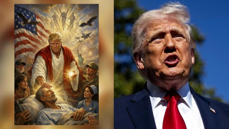 Trump defiende su imagen representado como Jesús: "Pensé que era yo como médico"