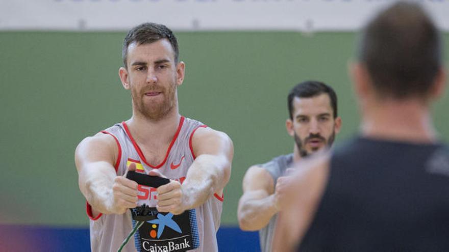 Claver, durante una sesión con la selección nacional.