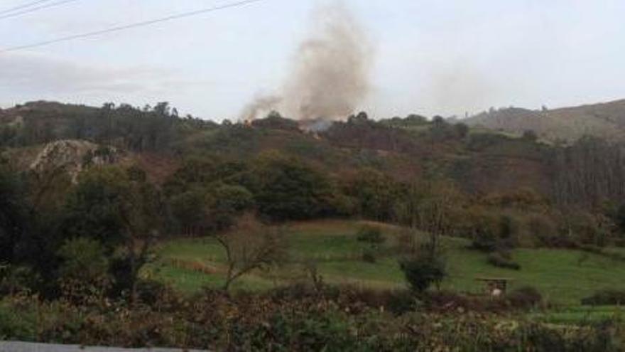 Uno de los incendios declarados ayer, frente a la localidad de Gallegos.