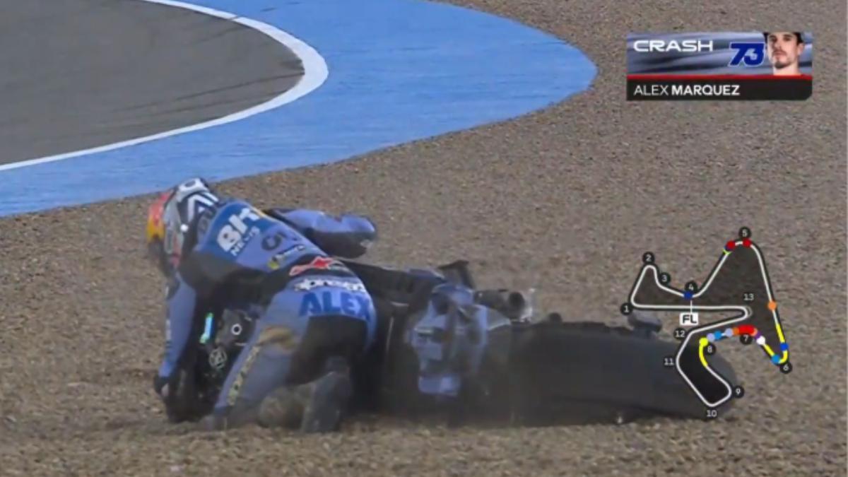 Álex Márquez se fue al suelo cuando lideraba en Jerez