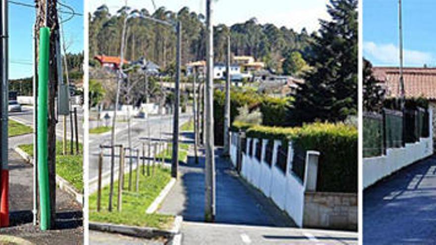 Un carril bici con postes