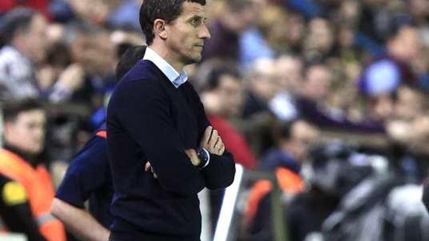 Javi Gracia, durante el encuentro de ayer en El Madrigal.