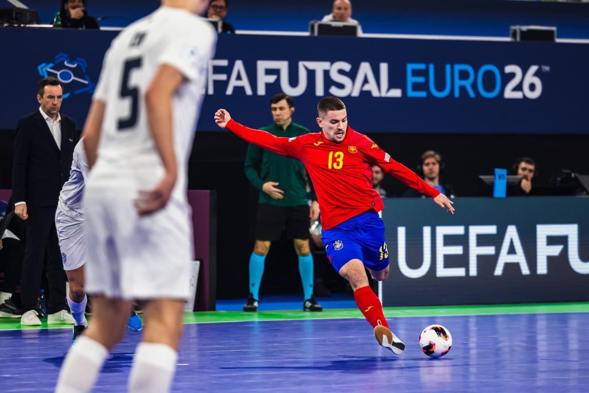 Mellado, en el momento del 0-2 ante Eslovenia