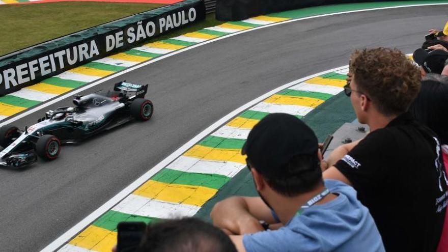 Lewis Hamilton, en el circuito de Interlagos.