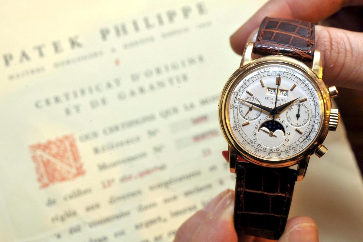Un exclusivo modelo de Patek Philippe en oro rosa subastado por dos millones de euros en 2005 en Londres.