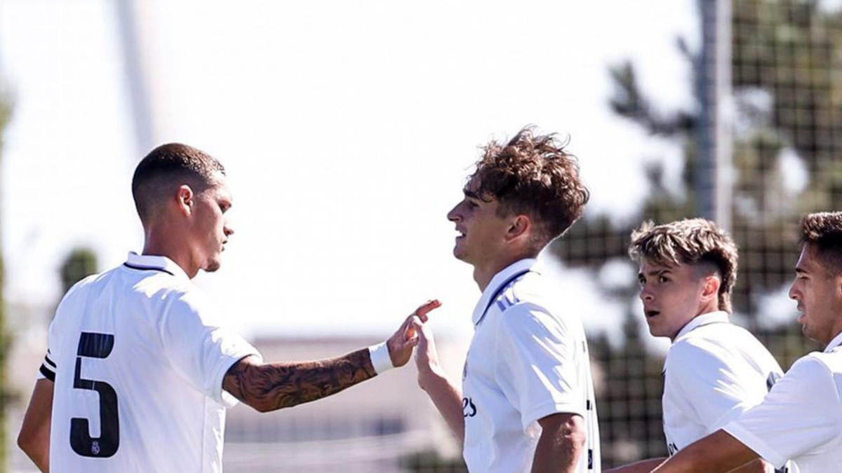 Noel celebra hace unos días su primer gol con el Castilla. |  // REAL MADRID