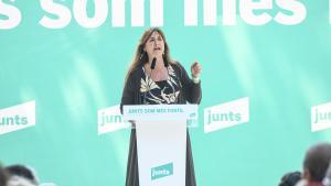 Archivo - La presidenta de Junts, Laura Borràs, interviene durante el acto de celebración del cuarto aniversario de la fundación de Junts, en el Théâtre de Verdure, a 27 de julio de 2024, en Amélie-les-Bains-Palalda (Francia).