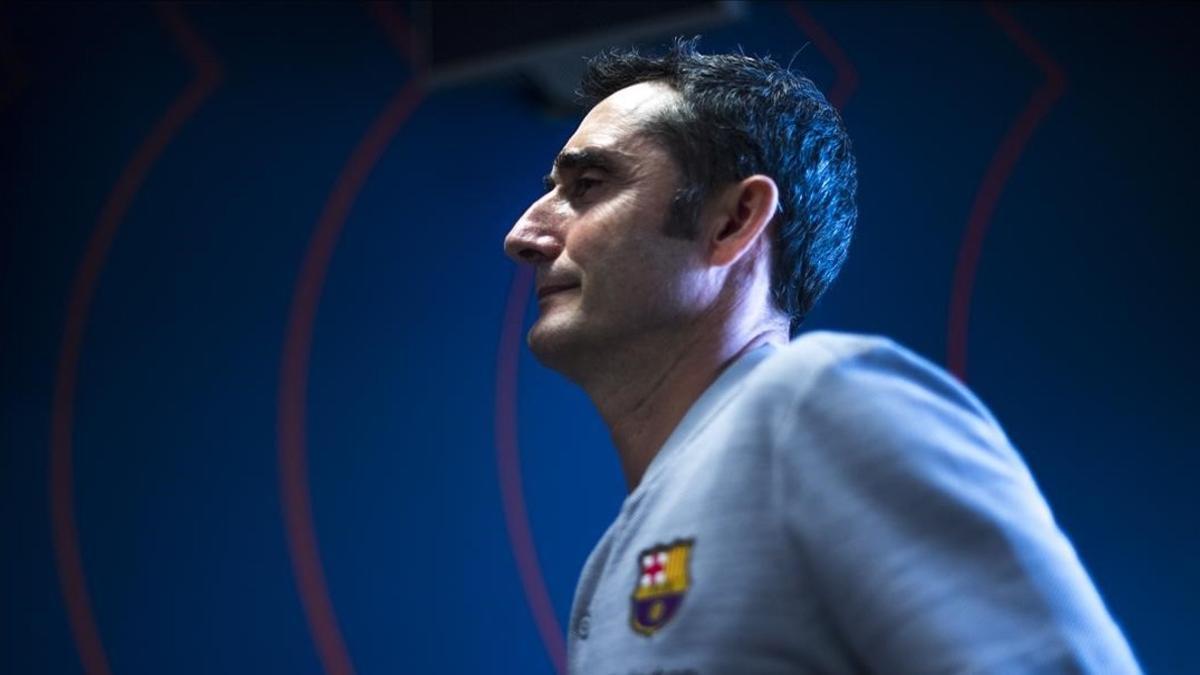 Valverde, en la sala de prensa de la ciudad deportiva de Sant Joan Despí.