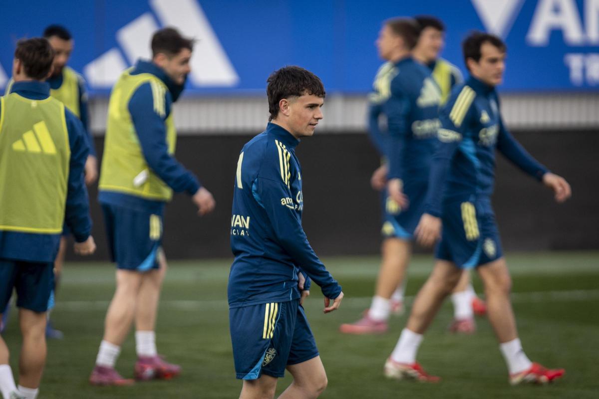 Hugo Pinilla, en el entrenamiento de este lunes.