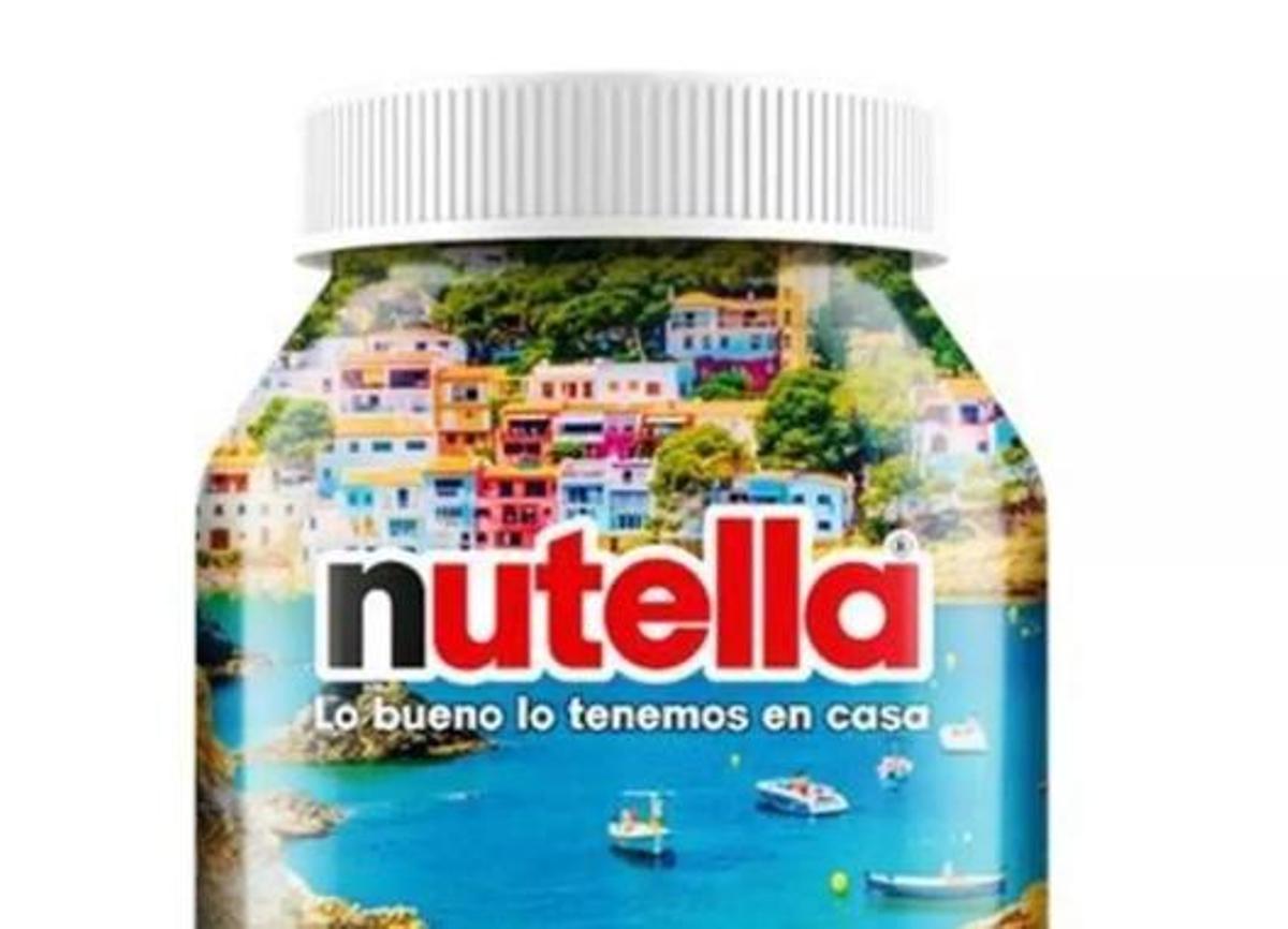 Un pot de Nutella il·lustrat amb un paisatge
