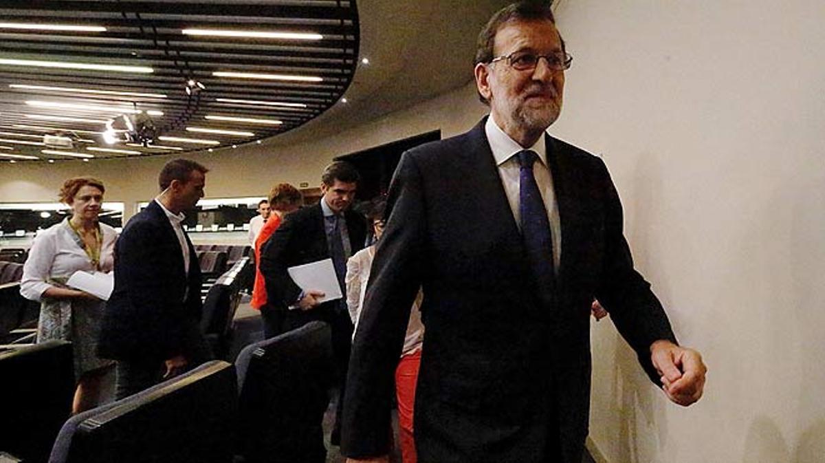 Compareixença de Mariano Rajoy després de saber-se el ’sí’ al ’brexit’.