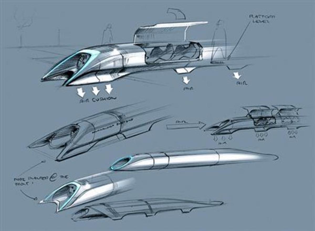 Disseny 8 Croquis de l’Hyperloop contingut en el projecte que Musk va presentar dilluns.