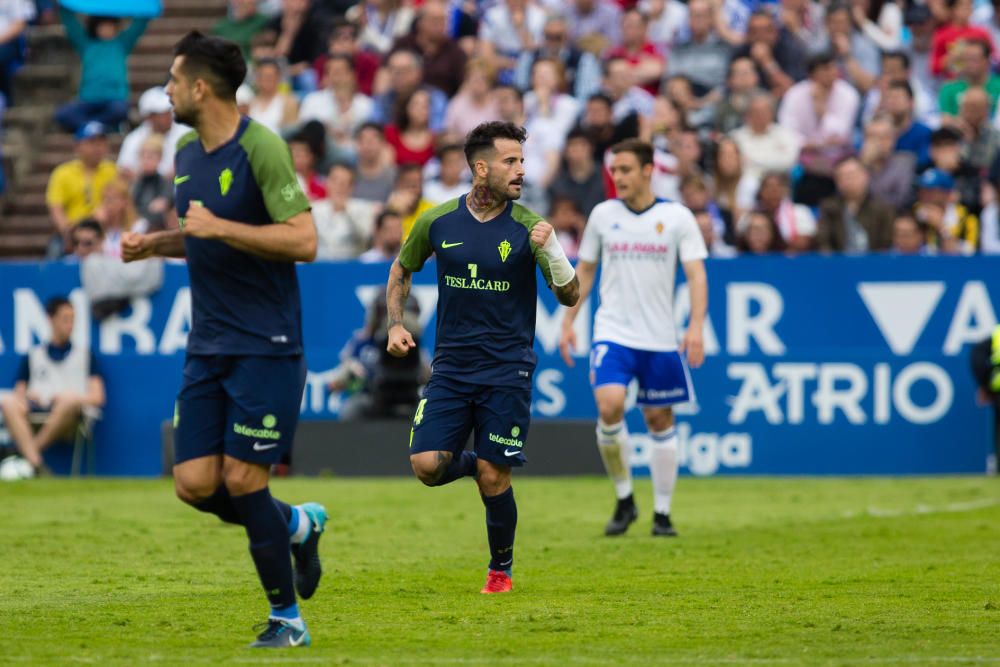 El partido entre el Zaragoza y el Sporting, en imágenes