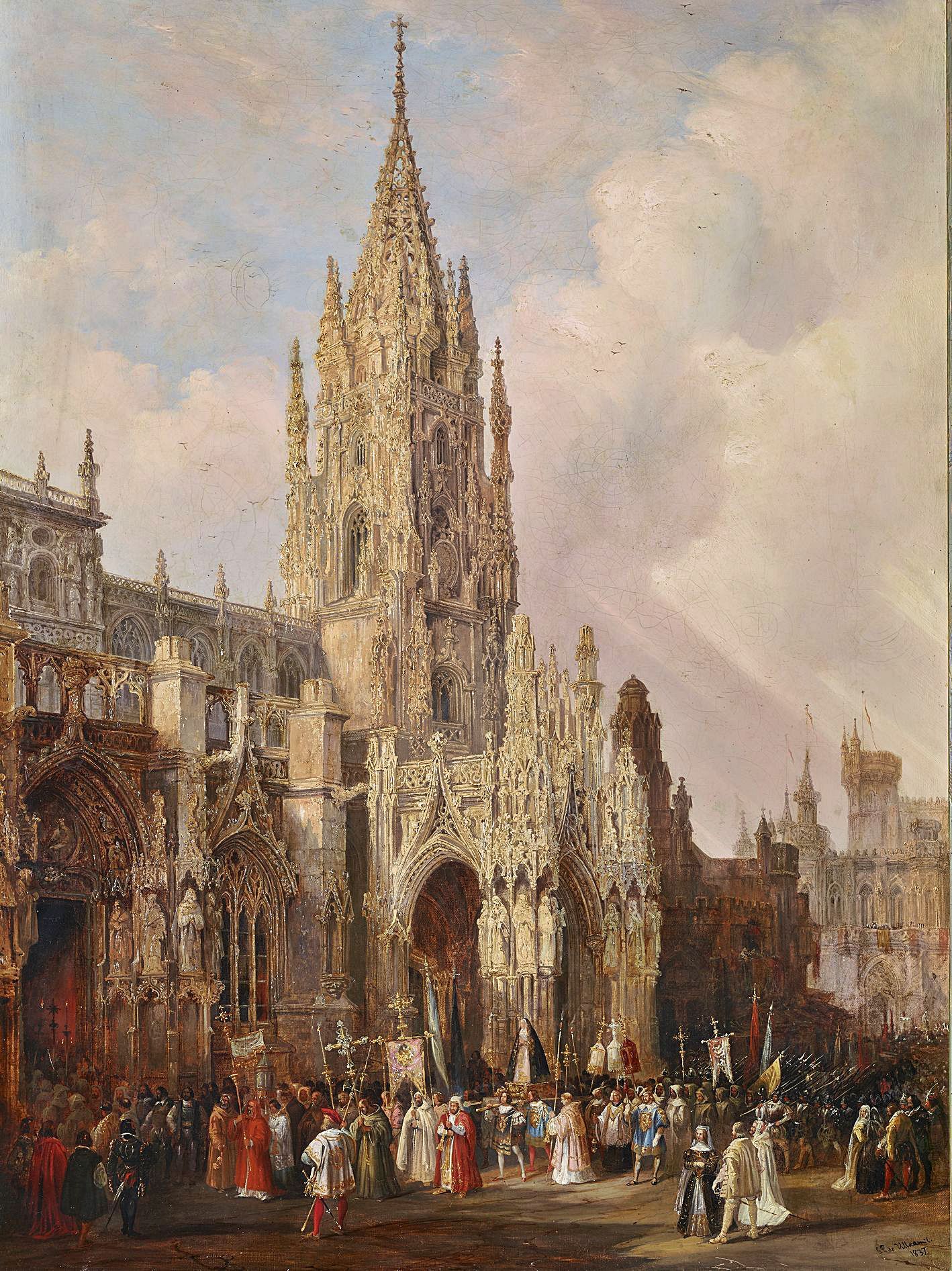 “Una procesión en la catedral de Oviedo” de Genaro Pérez Villaamil (1837). 