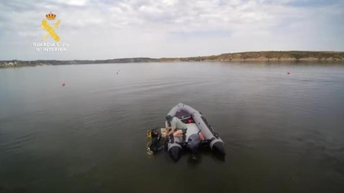 Imagen del dispositivo de búsqueda en el embalse de Mequinenza, en el mes de junio de 2019.