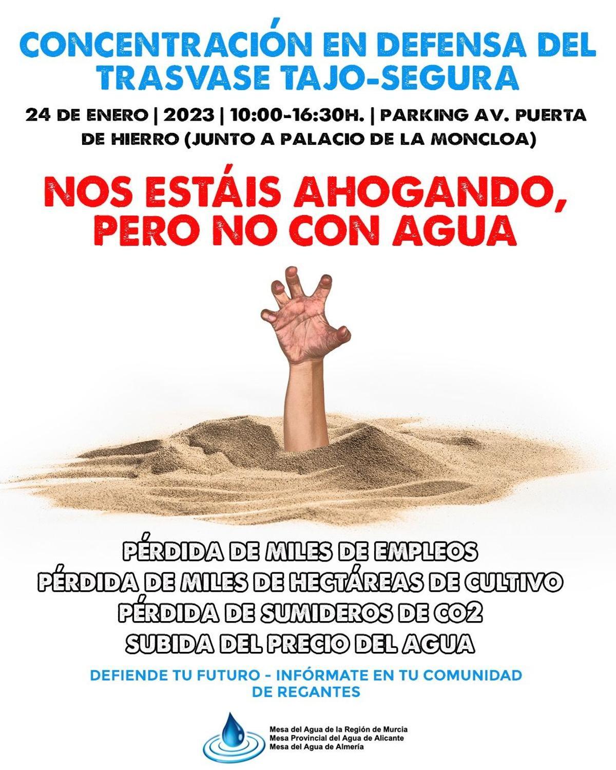 Cartel de la protesta en Madrid, mañana martes, frente a la sede presidencial en La Moncloa.
