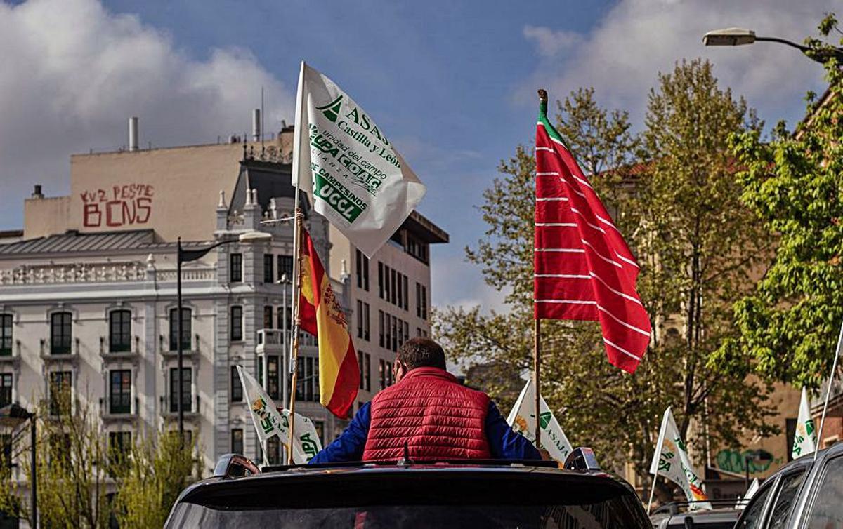 La bandera de España y la de Zamora en uno de los coches. | Sara Rodríguez