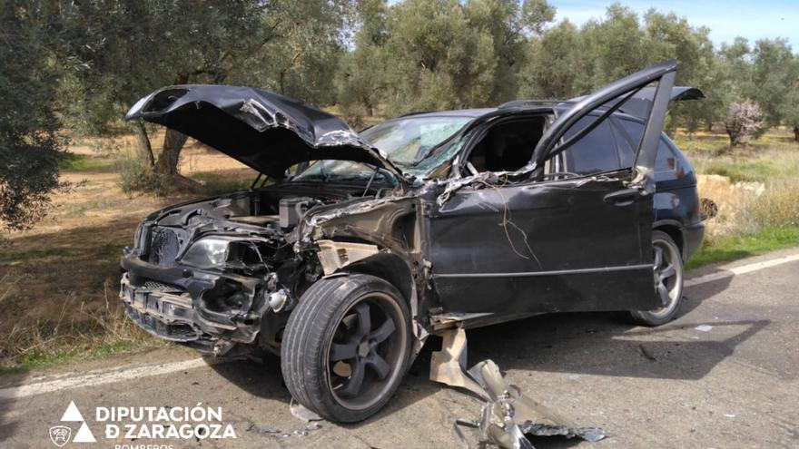 Un herido en un aparatoso accidente de tráfico entre Belchite y Codo