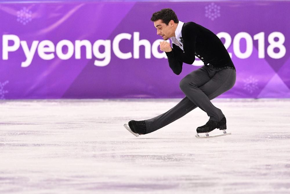 El patinador español Javier Fernández, durante el programa corto en los Juegos de Invierno, en el que ha acabado segundo.