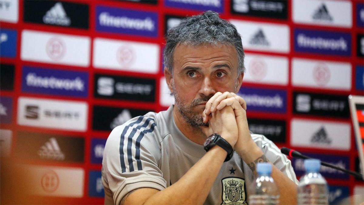 Luis Enrique, durante una rueda de prensa